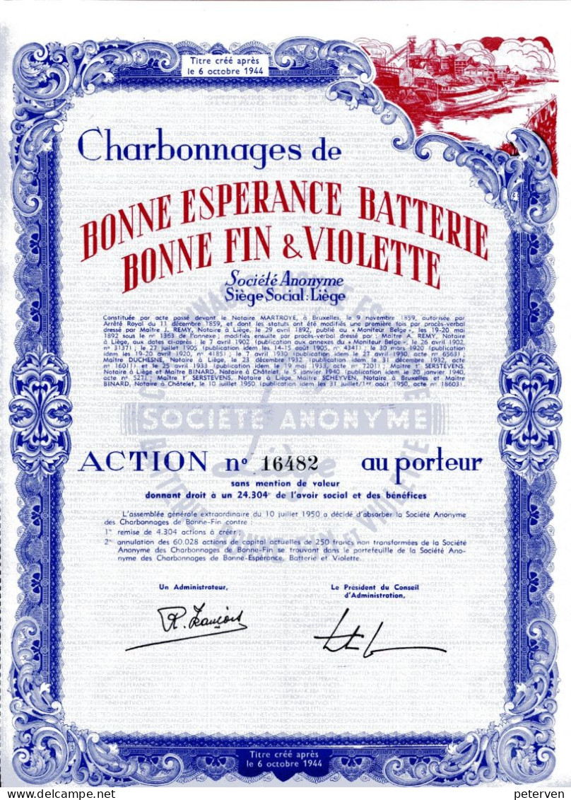 CHARBONNAGES De BONNE ESPERANCE BATTERIE BONNE FIN & VIOLETTE - Mineral
