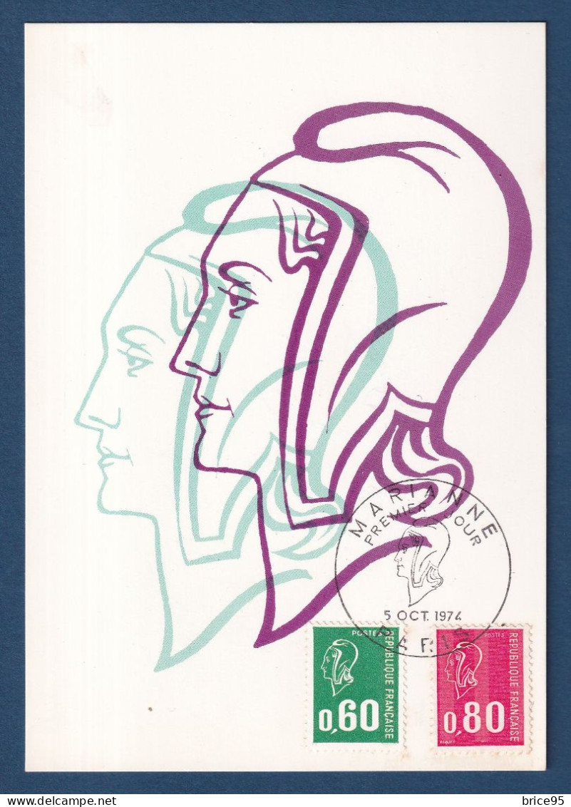 France - FDC - Premier Jour - Carte Maximum - Marianne - 1974 - 1970-1979