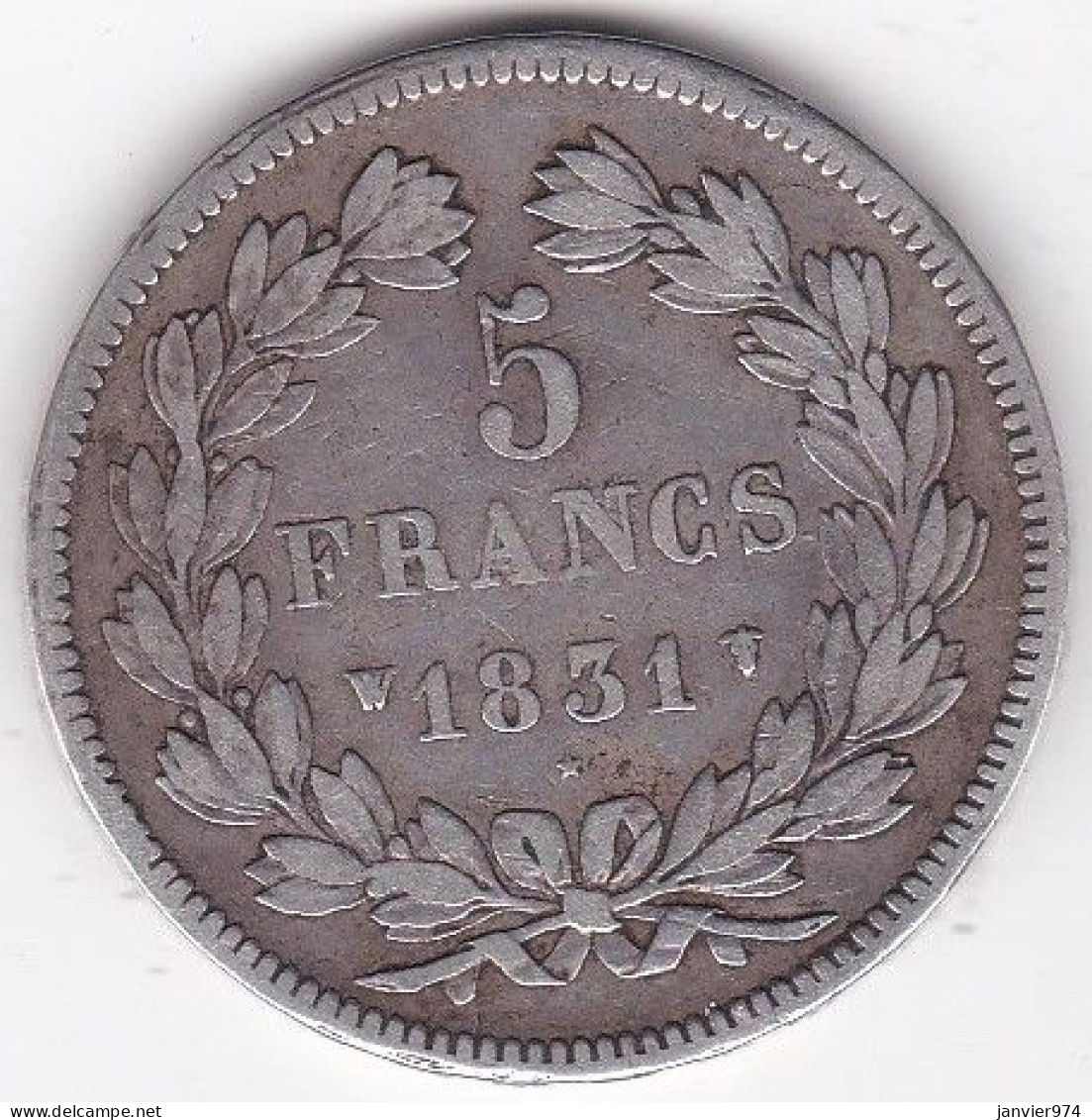 5 Francs 1831 W Lille, Louis Philippe I, En Argent, Gad# 677a - 5 Francs