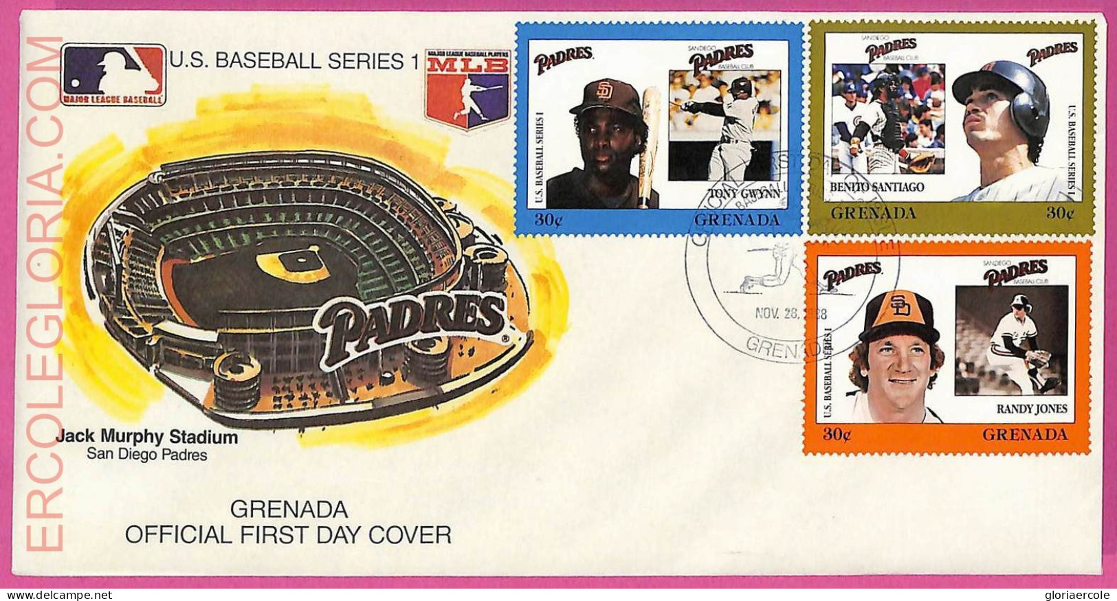 Ag1577 - GRENADA - Postal History - FDC COVER - 1988 BASEBALL - Base-Ball