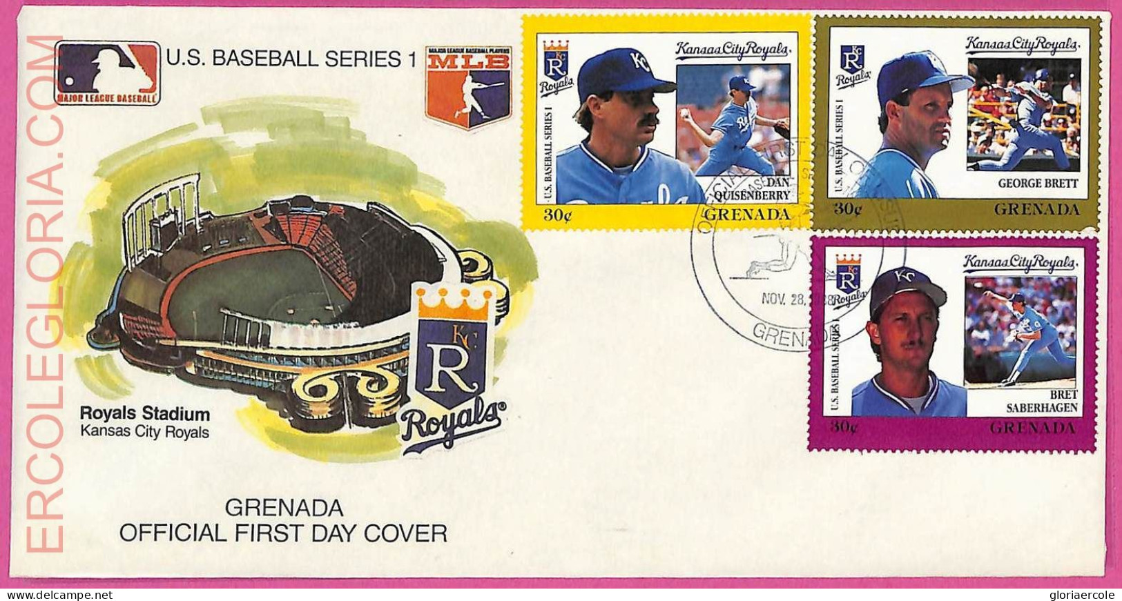 Ag1579 - GRENADA - Postal History - FDC COVER - 1988 BASEBALL - Baseball