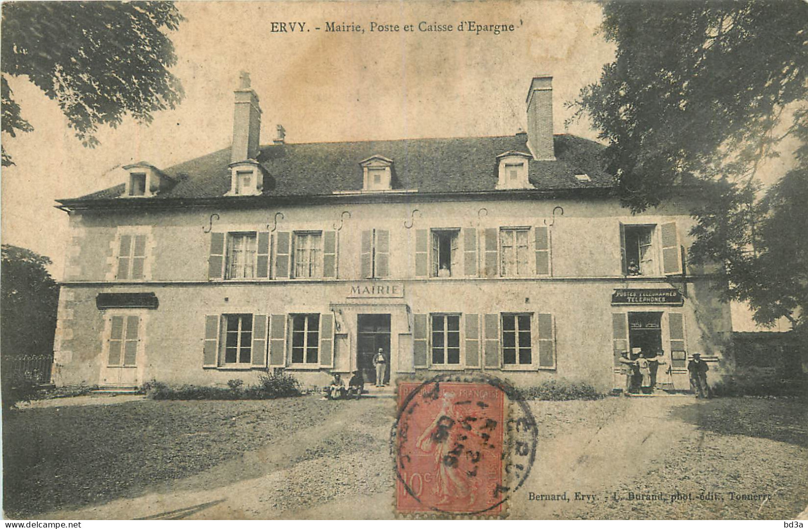 10 - ERVY - MAIRIE - POSTE ET CAISSE D'EPARGNE - CACHET OR - édit. L. Durand - Ervy-le-Chatel