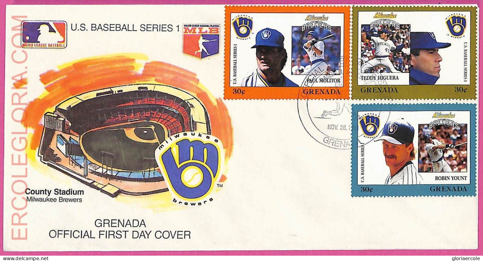 Ag1580 - GRENADA - Postal History - FDC COVER - 1988 BASEBALL - Base-Ball