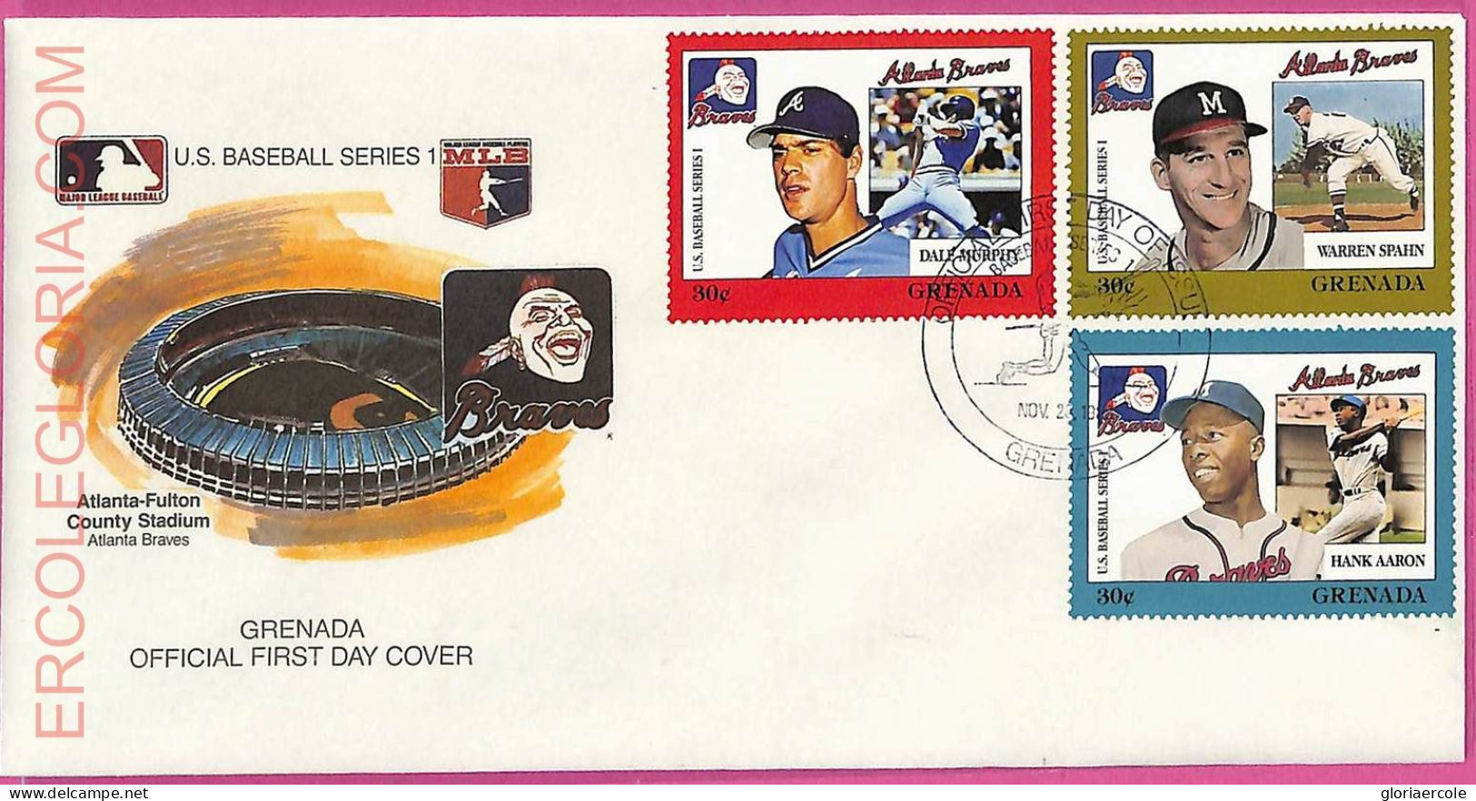 Ag1581 - GRENADA - Postal History - FDC COVER - 1988 BASEBALL - Baseball