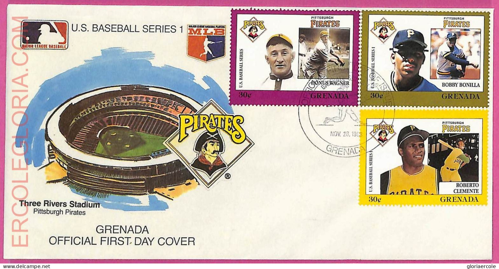 Ag1582 - GRENADA - Postal History - FDC COVER - 1988 BASEBALL - Base-Ball