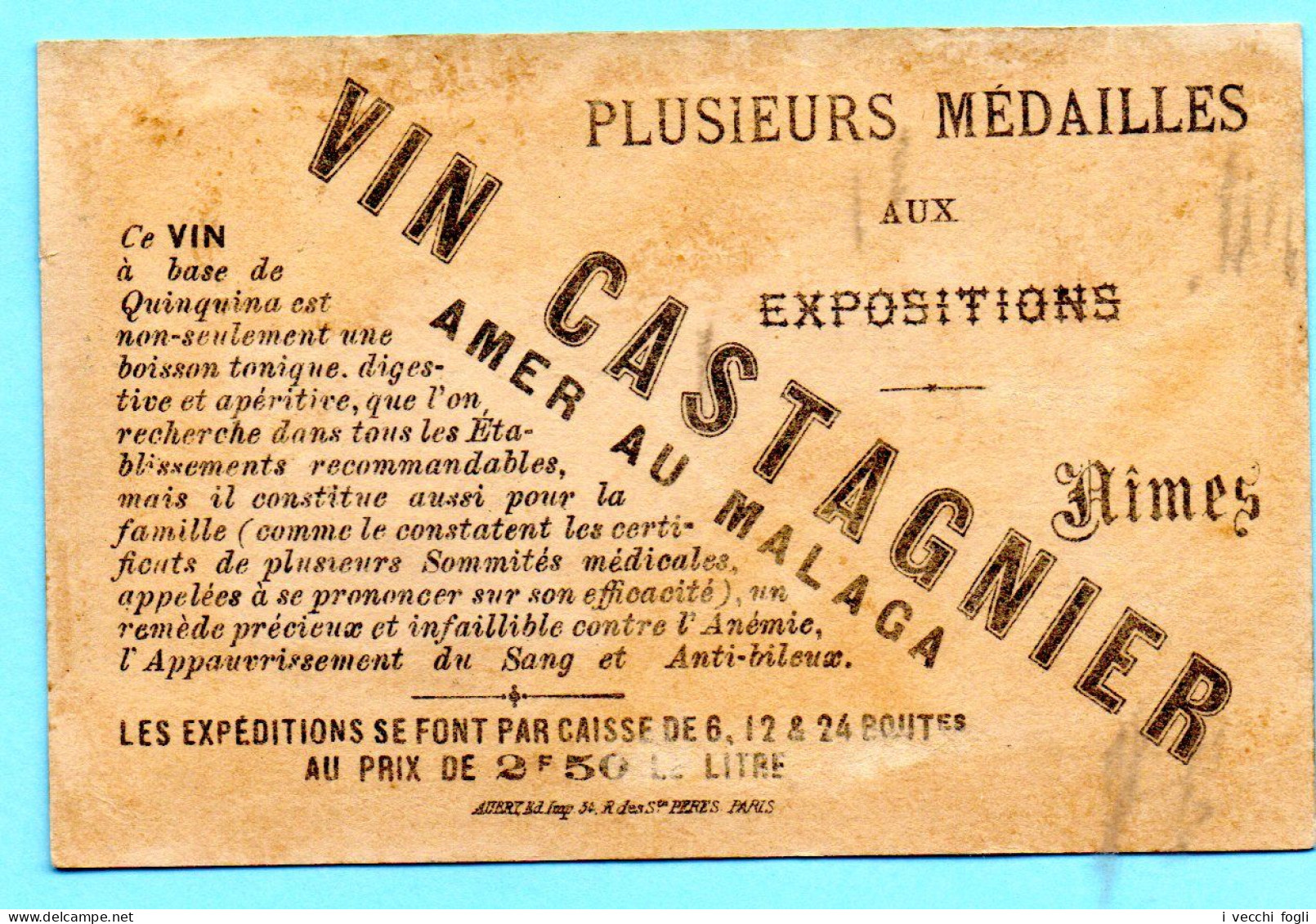 Chromo Vin Castagnier. Petite Fille Et La Confiture De Grosseilles. Fond Doré. Imp. Aubry. - Tee & Kaffee