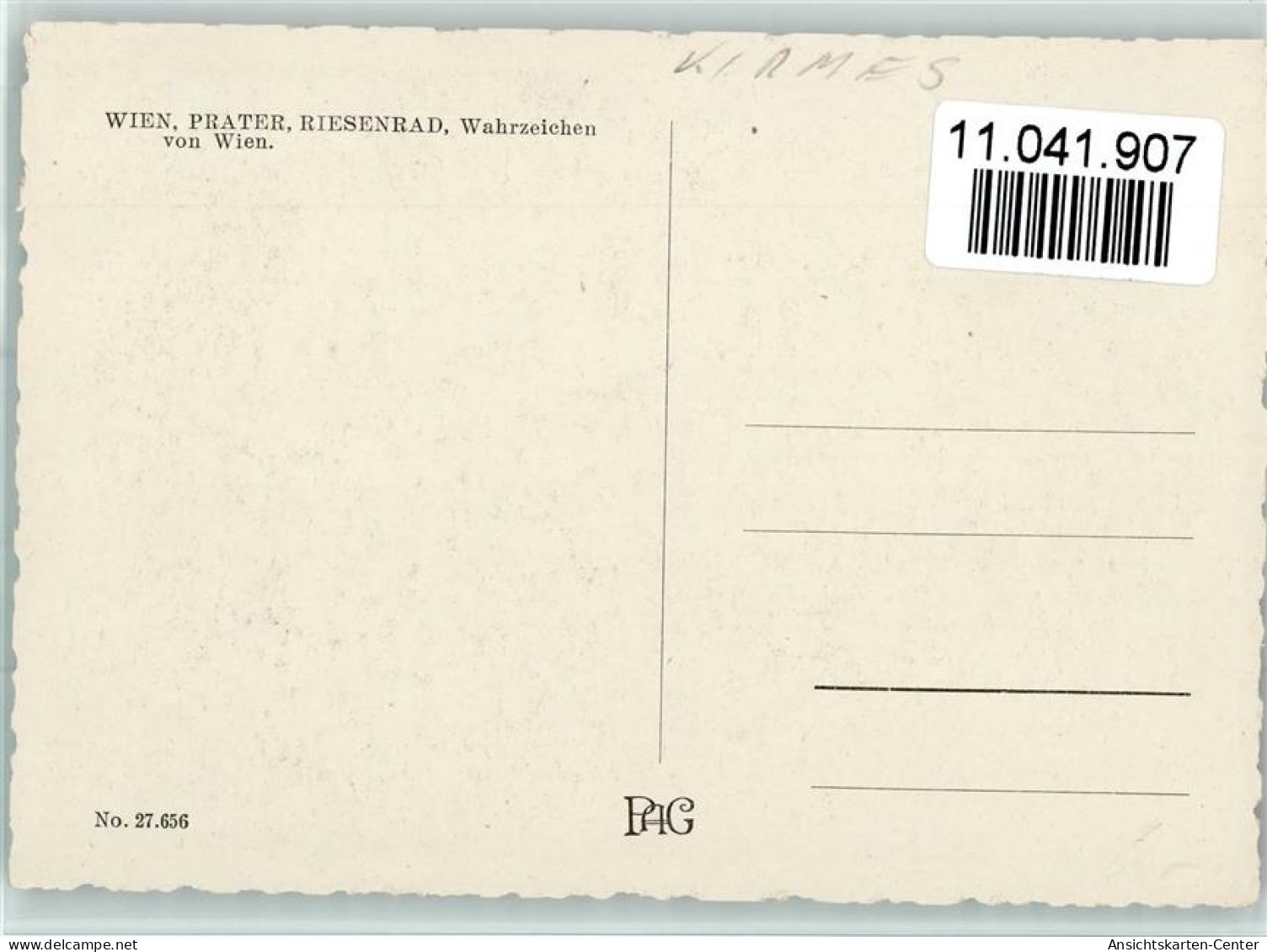 11041907 - Kirmes Riesenrad, Wien - Prater 1950 AK - Kirmes