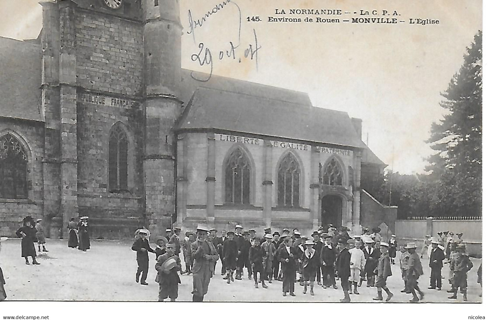 76 LA NORMANDIE ENVIRONS DE ROUEN MONVILLE L'église Animée édition La CPA PARFAIT ETAT - Rouen