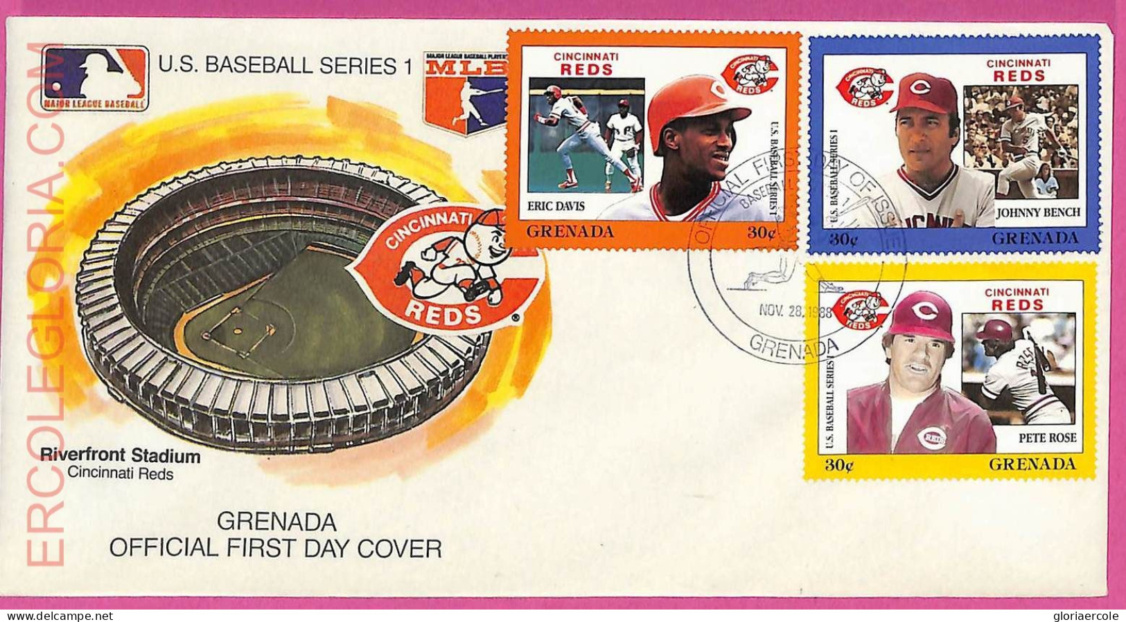 Ag1584 - GRENADA - Postal History - FDC COVER - 1988 BASEBALL - Base-Ball