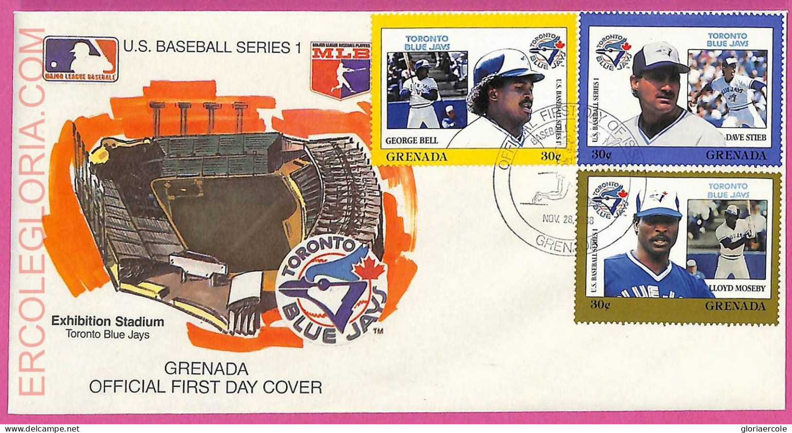 Ag1585 - GRENADA - Postal History - FDC COVER - 1988 BASEBALL - Base-Ball