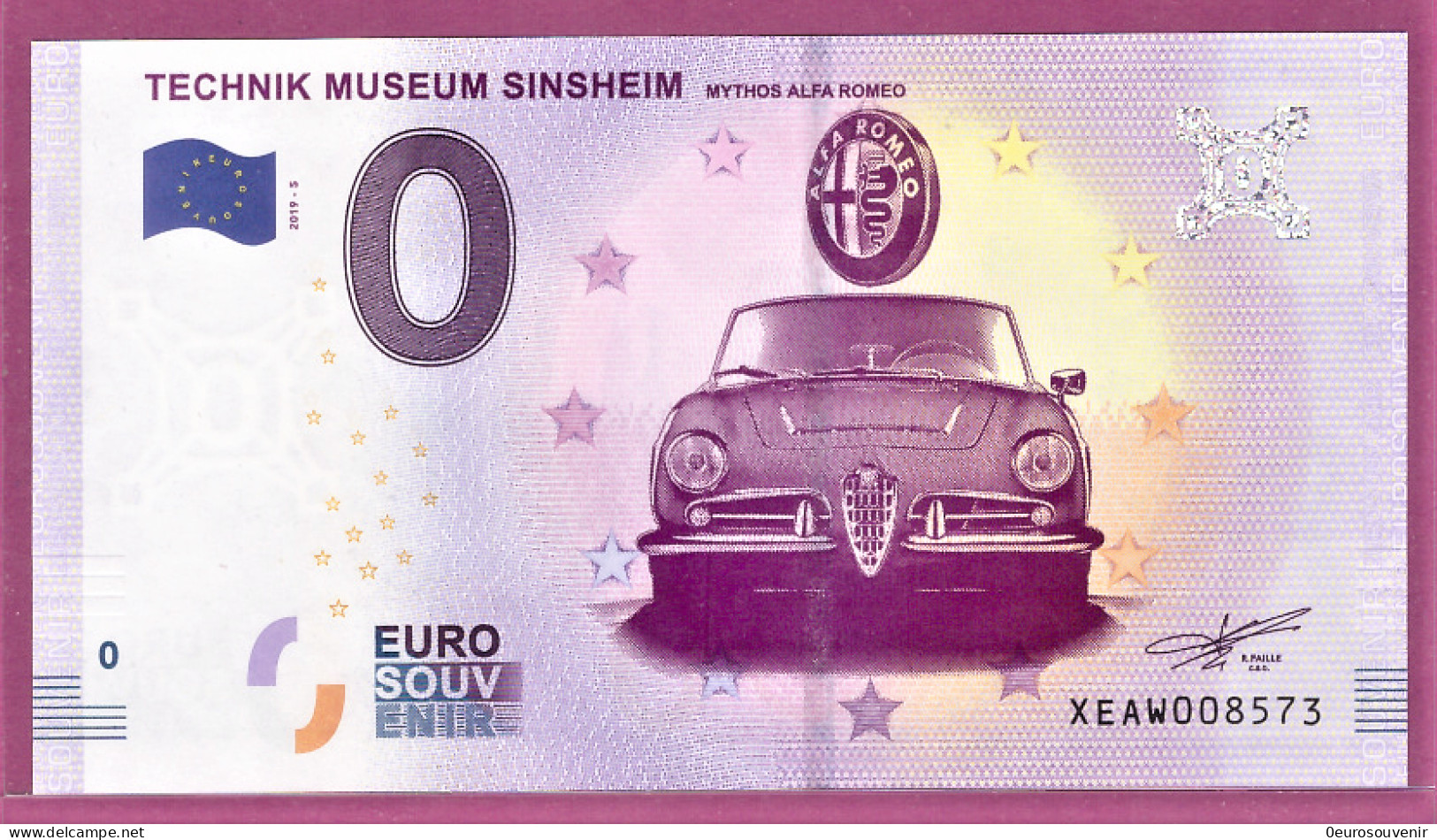 0-Euro XEAW 2019-5 TECHNIK MUSEUM SINSHEIM - MYTHOS ALFA ROMEO - Privatentwürfe