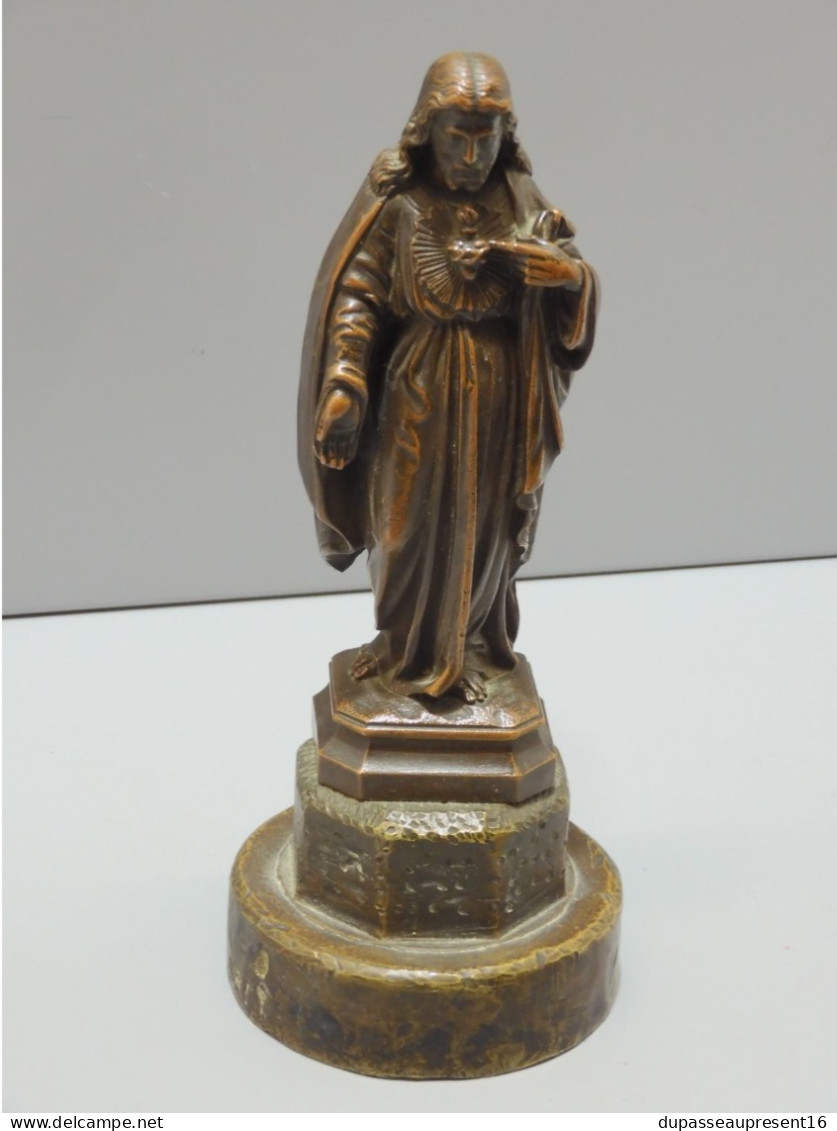 -STATUE Du CHRIST BRONZE Belle PATINE Médaille XVIII/XIXe/socle Bronze Jésus    E - Art Religieux
