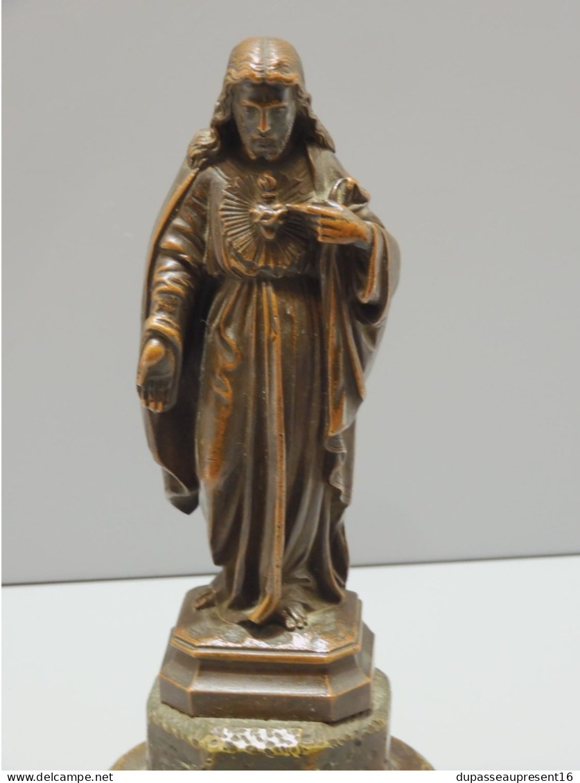 -STATUE Du CHRIST BRONZE Belle PATINE Médaille XVIII/XIXe/socle Bronze Jésus    E - Religious Art
