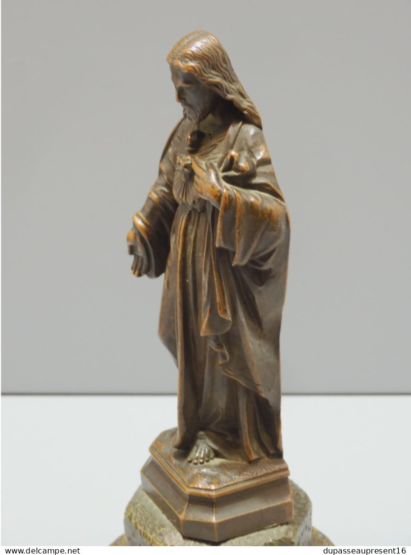 -STATUE Du CHRIST BRONZE Belle PATINE Médaille XVIII/XIXe/socle Bronze Jésus    E - Arte Religioso