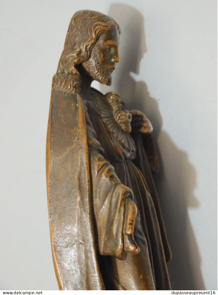 -STATUE du CHRIST BRONZE Belle PATINE Médaille XVIII/XIXe/socle Bronze Jésus    E