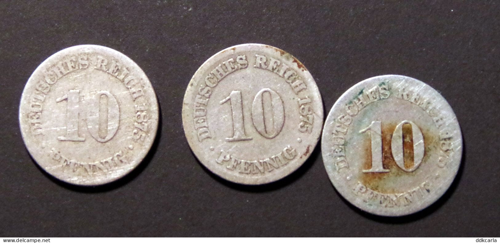 3x 10 Pfennig 1875 A/C/J Deutsches Reich Kleine Adler - 10 Pfennig