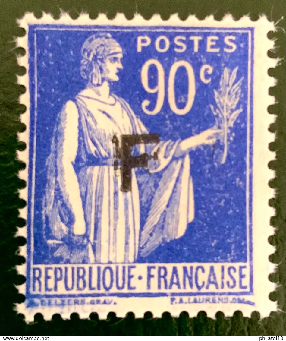 1939 FRANCE N 10 TYPE PAIX SURCHARGE F NOIR - NEUF** - Ungebraucht