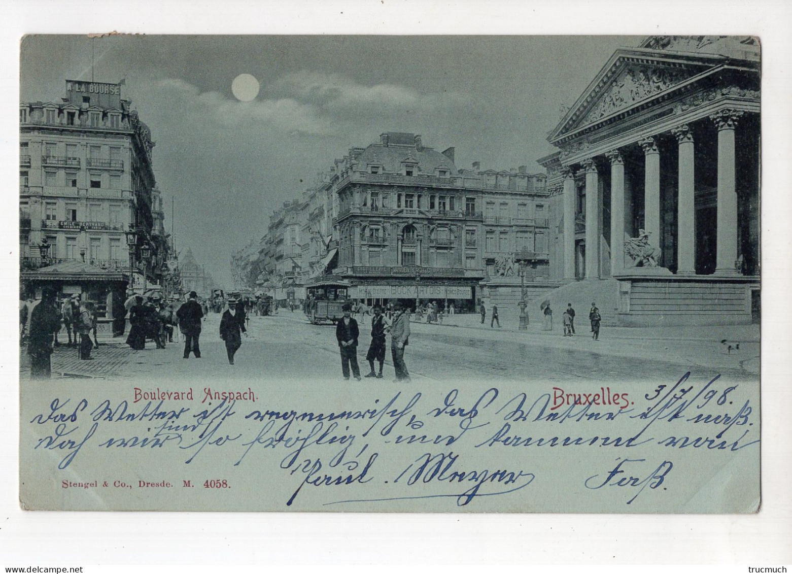 450 - BRUXELLES - Boulevard Anspach * Carte Dite "à La Lune" *1898* - Bosques, Parques, Jardines
