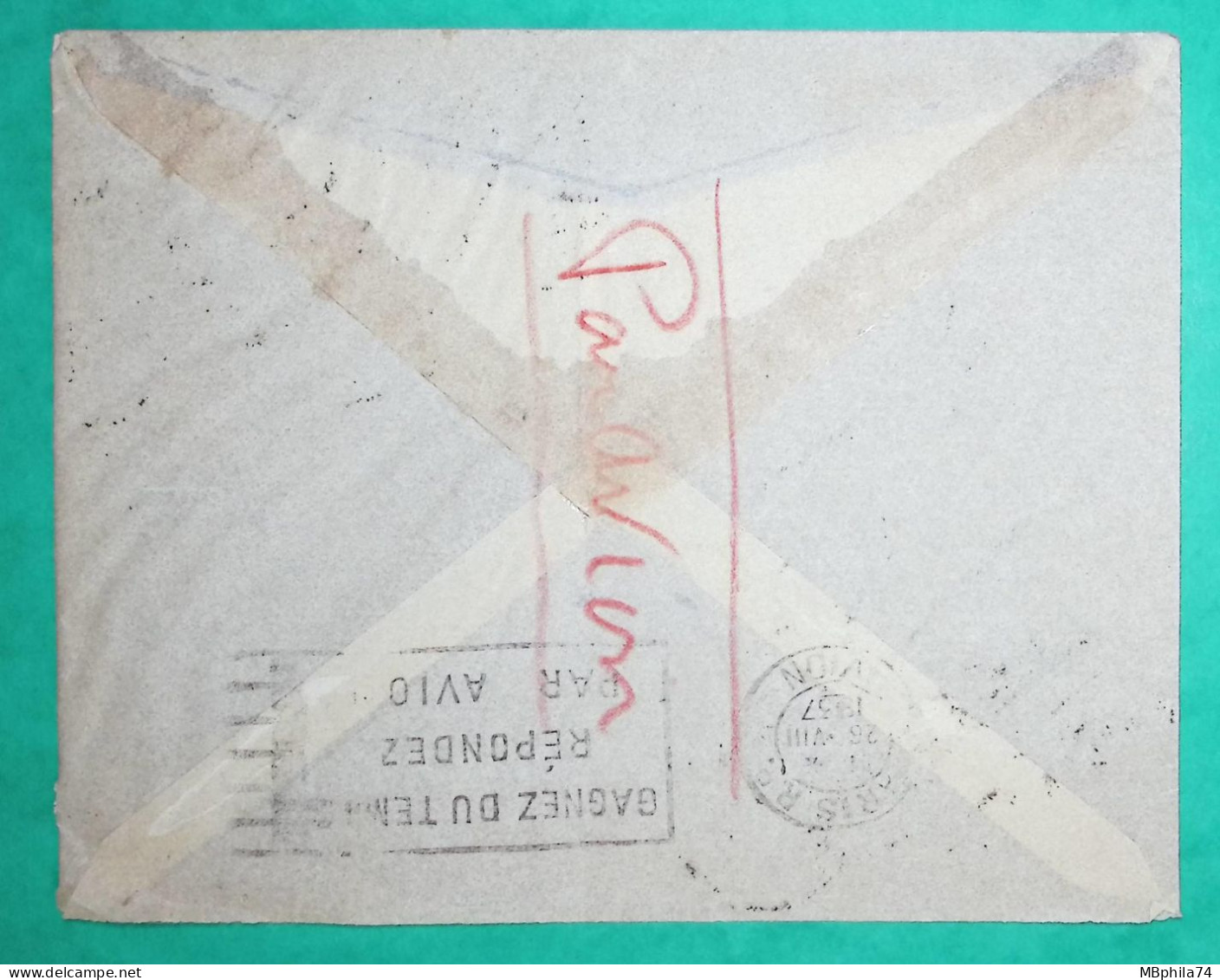 LETTRE PAR AVION GOUVERNEMENT GENERAL AOF DAGUIN DAKAR POUR PARIS 1937 COVER FRANCE - Luchtpost