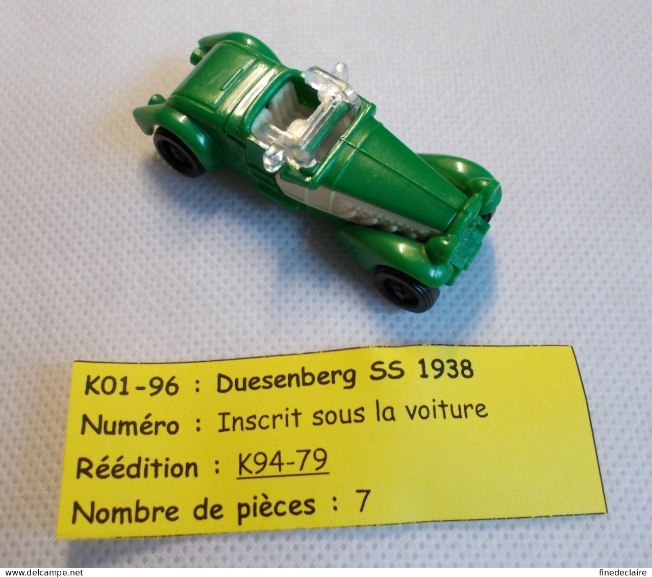 Kinder - Voiture Ancienne Duesenberg SS 1938 - K01- 96 - Sans BPZ - Montables