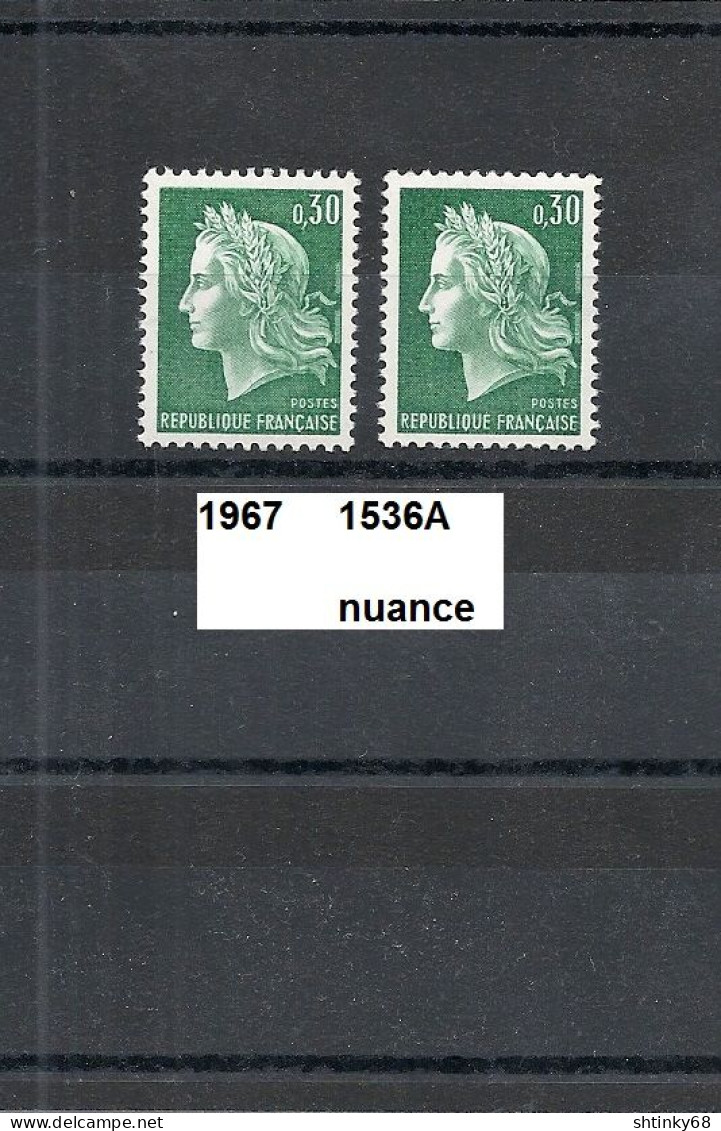 Variété De 1967 Neuf** Y&T N° 1536A Nuance De Couleur - Unused Stamps