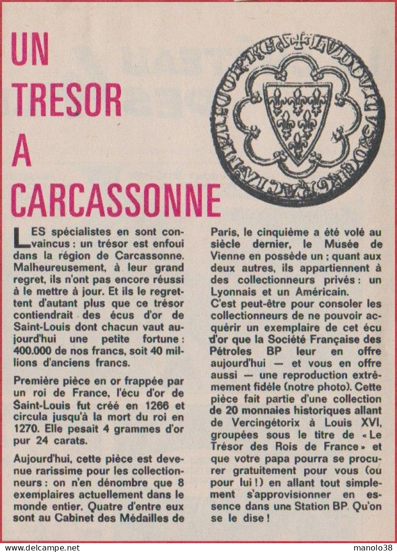 Un Trésor à Carcassonne. Histoire Des Monnaies. Trésor Des Rois De France Chez BP. British Petroleum. 1970. - Pubblicitari