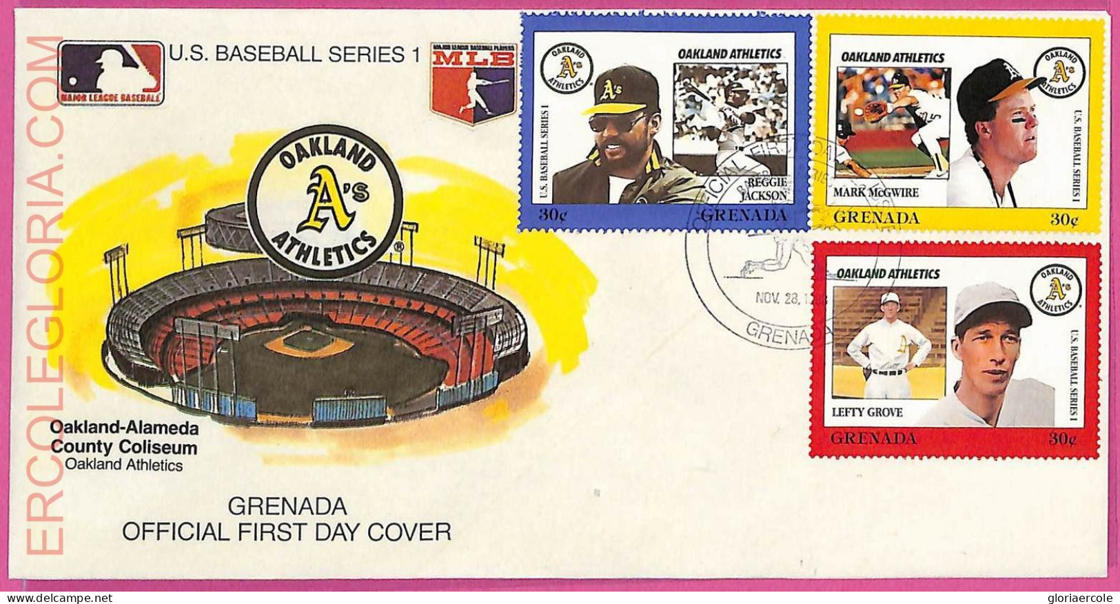 Ag1596 - GRENADA - Postal History - FDC COVER - 1988 BASEBALL - Base-Ball