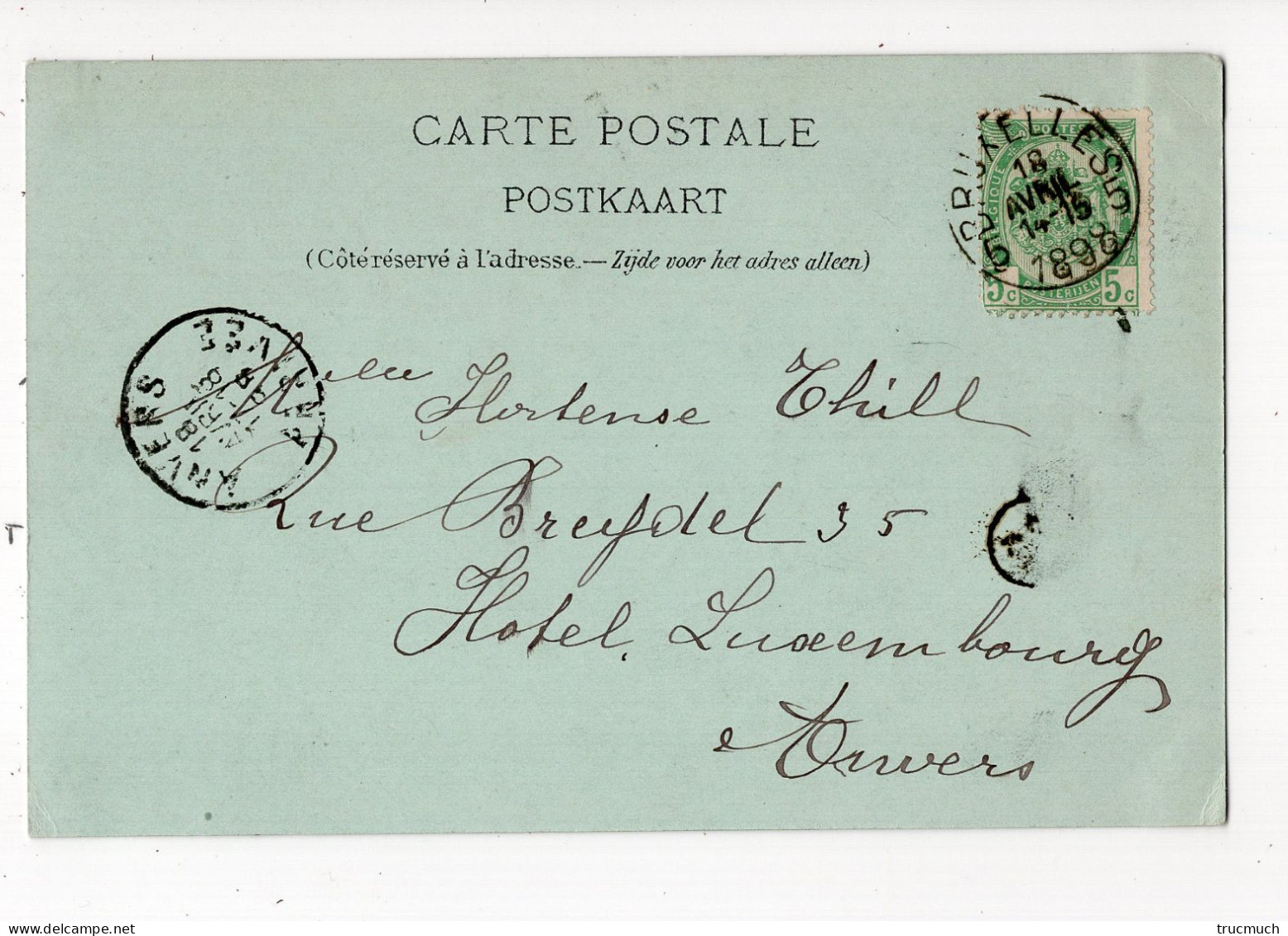 452 - BRUXELLES - Square Du Petit Sablon * Carte Dite "à La Lune" *1898* - Places, Squares