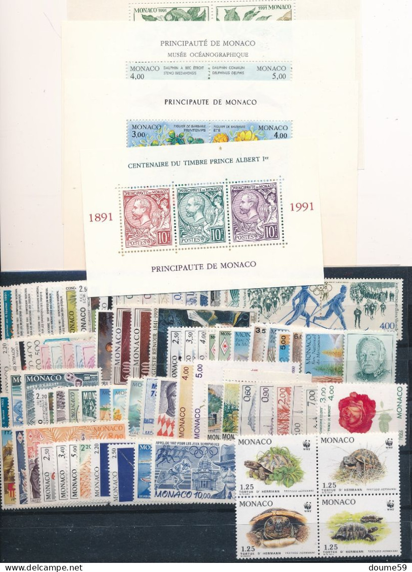 BD-428: MONACO:  Timbres Des Années 1991/92** N°1753/1853 Sauf 1844/45 (n°1816: - 1 Dent) - Unused Stamps