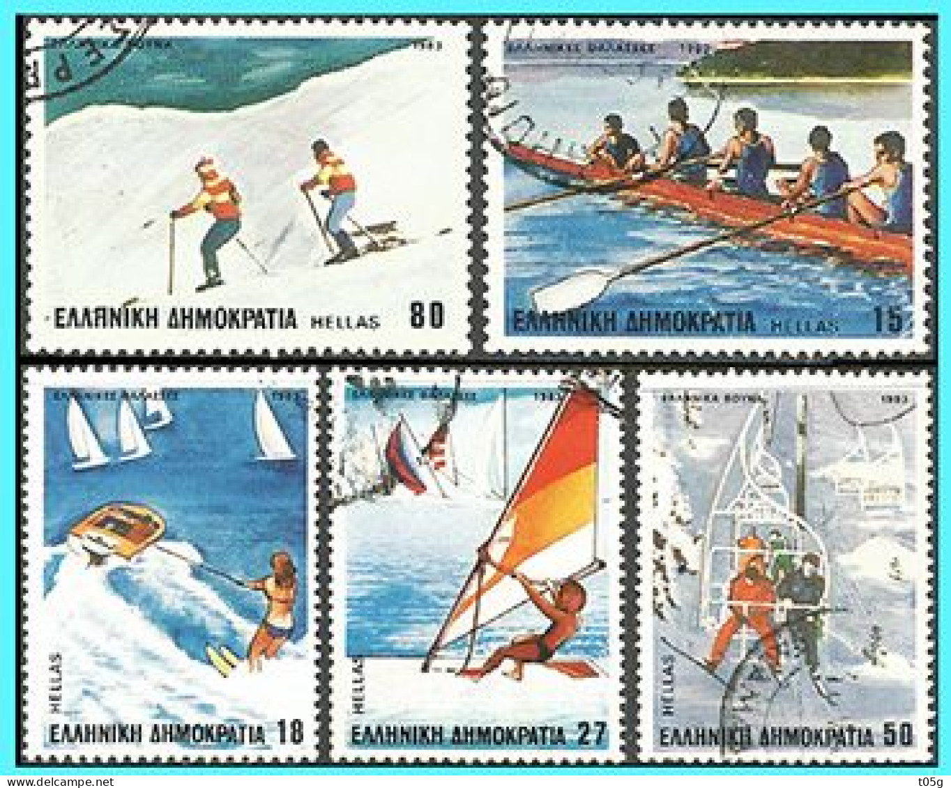 GREECE -GRECE - HELLAS 1983: Winter And Marine Sports Compl. set used - Gebraucht
