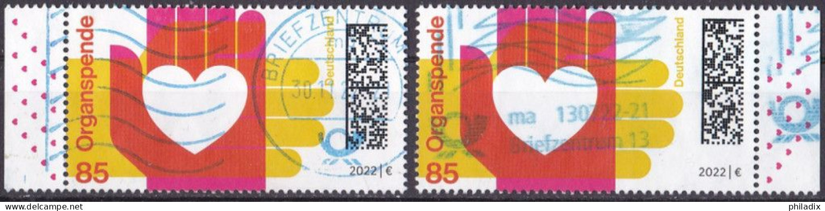 BRD 2022 Mi. Nr. 3693 O/used Rand Links / Rechts (BRD1-4) - Used Stamps