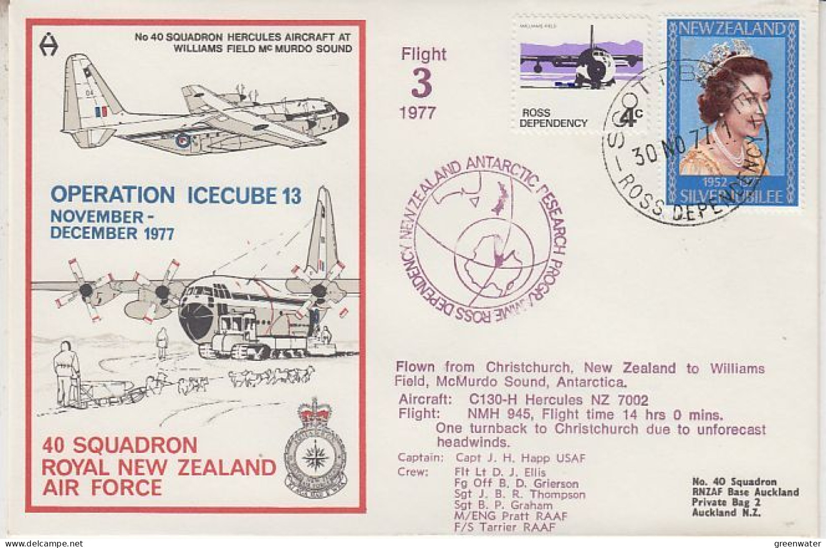 Ross Dependency 1977 Operation Icecube 13  Ca Scott Base 30 NO 1977 (RT159) - Lettres & Documents