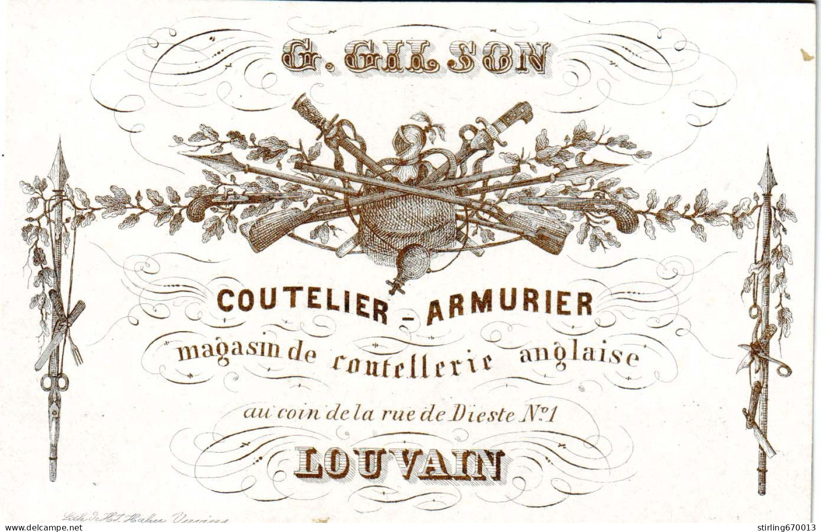 DE 1899 - Carte Porcelaine De G. Gilson, Coutelier-Armurier, Louvain, Imp Hahn. - Other & Unclassified