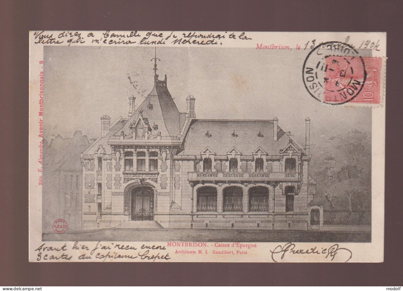 CPA - 42 -  Montbrison - Caisse D'Epargne (gravure) - Circulée En 1904 - Montbrison