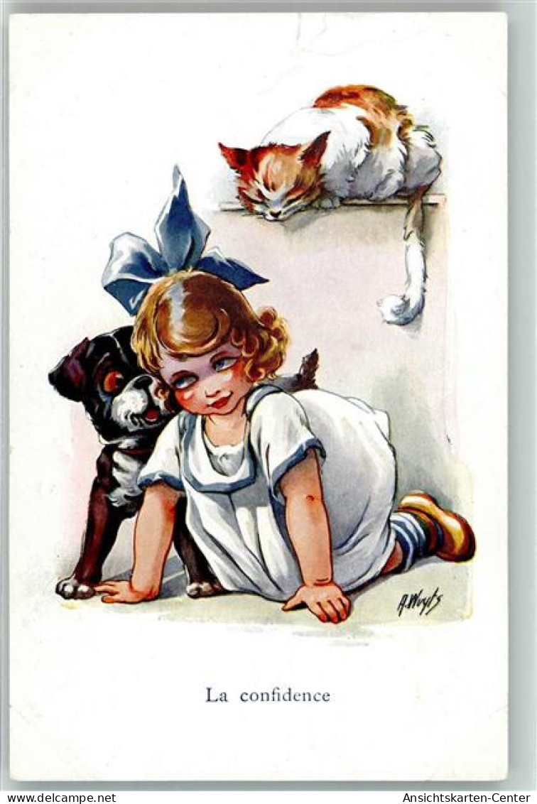 10665807 - Hund Sign. Wuyts A.  Entre Chien Et Chat  Hund Kind   Verlag A. Noyer Serie 159 - Katzen