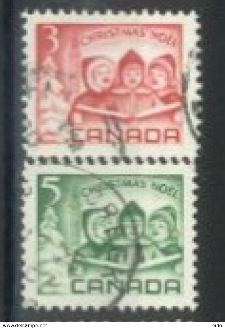 CANADA - 1967, CHRISTMAS STAMPS COMPLETE SET OF 2, USED. - Usados