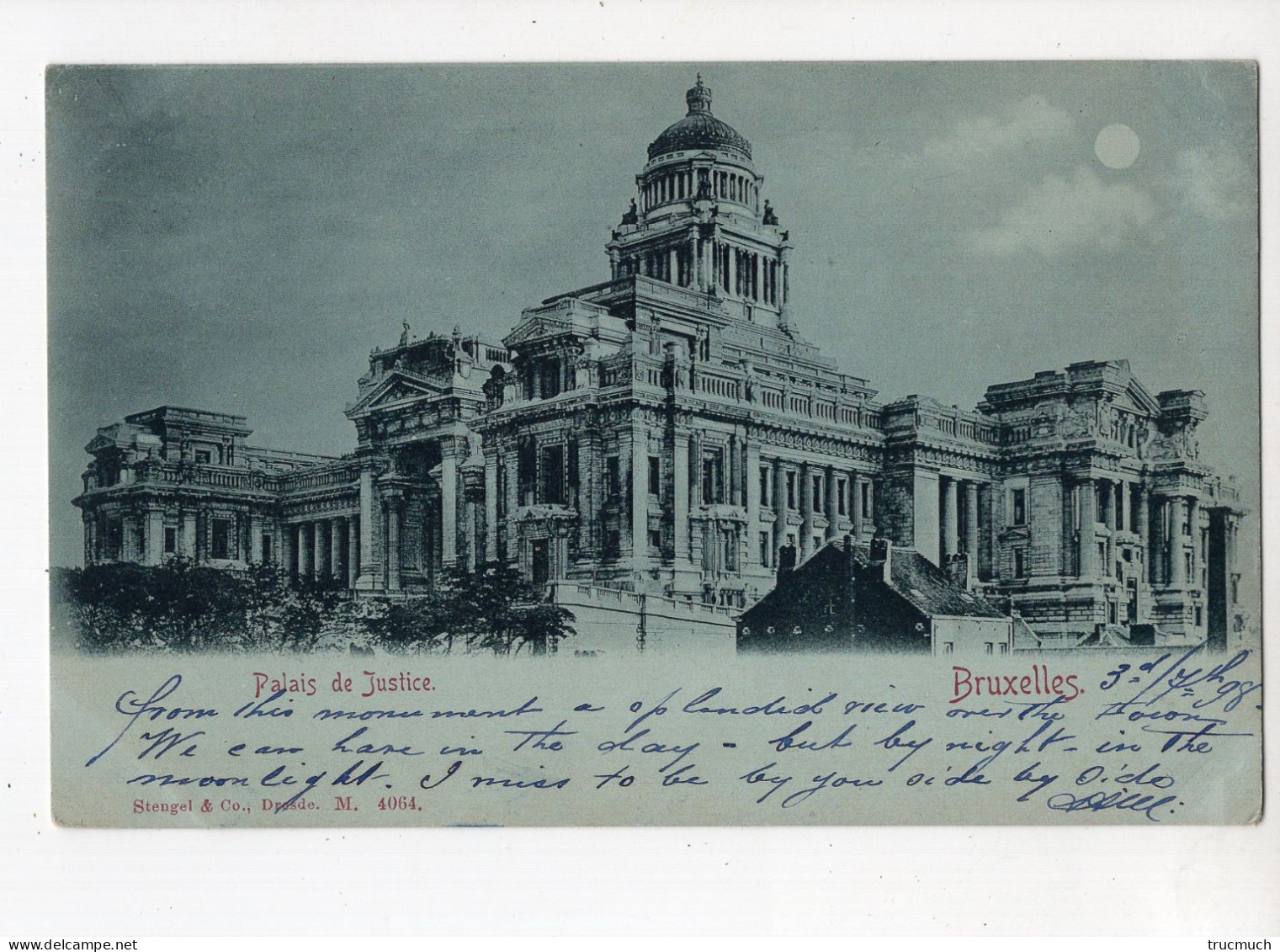 454 - BRUXELLES - Palais De Justice * Carte Dite "à La Lune" *1898* - Monuments, édifices