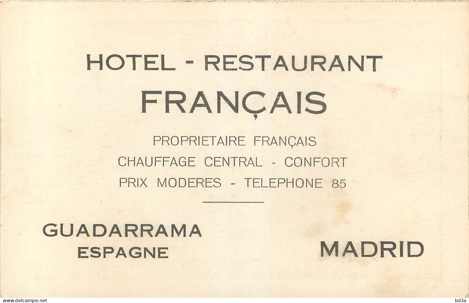 ESPAGNE - MADRID - GUADARRAMA - HOTEL RESTAURANT FRANCAIS - Madrid