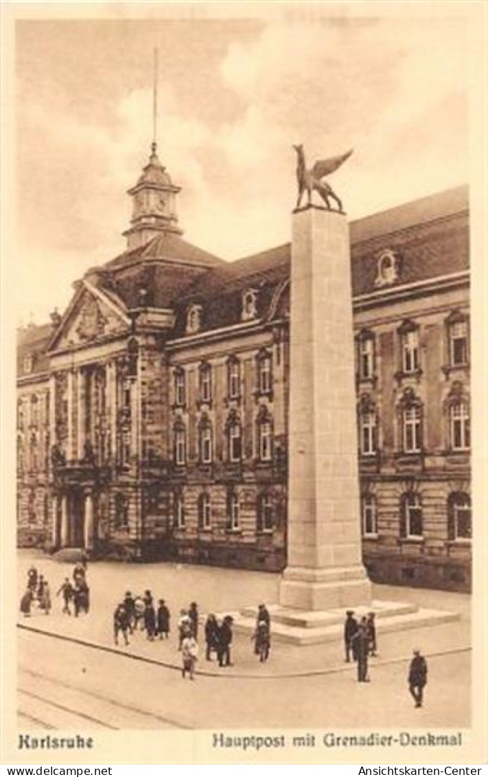 39103907 - Karlsruhe. Hauptpost Grenadier Denkmal Ungelaufen  Gute Erhaltung. - Karlsruhe