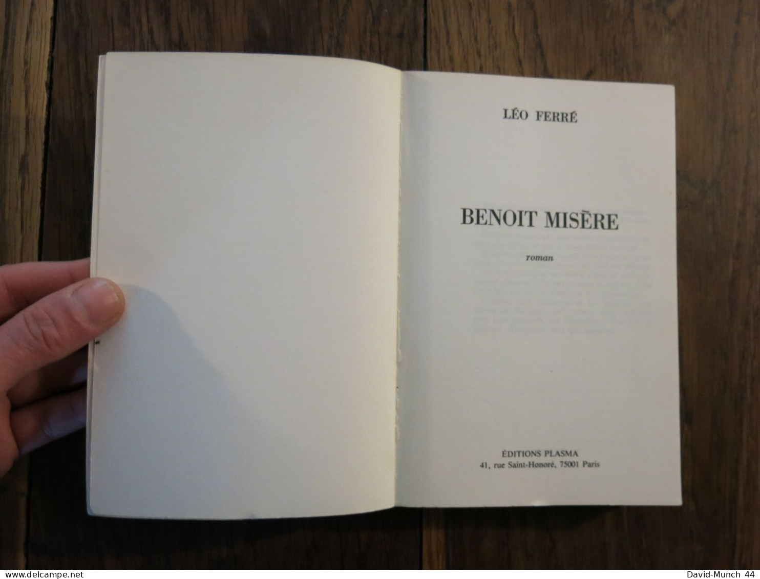 Benoit Misère De Léo Ferré. Editions Plasma, Paris. 1980 - Classic Authors