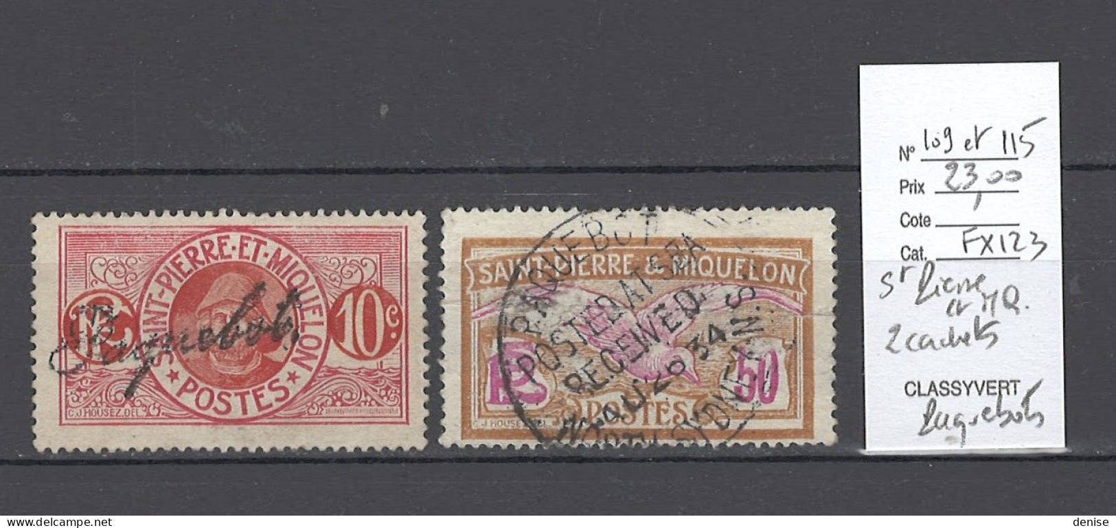 Saint Pierre Et Miquelon - Oblitérations Paquebots - 2 Piéces - Used Stamps