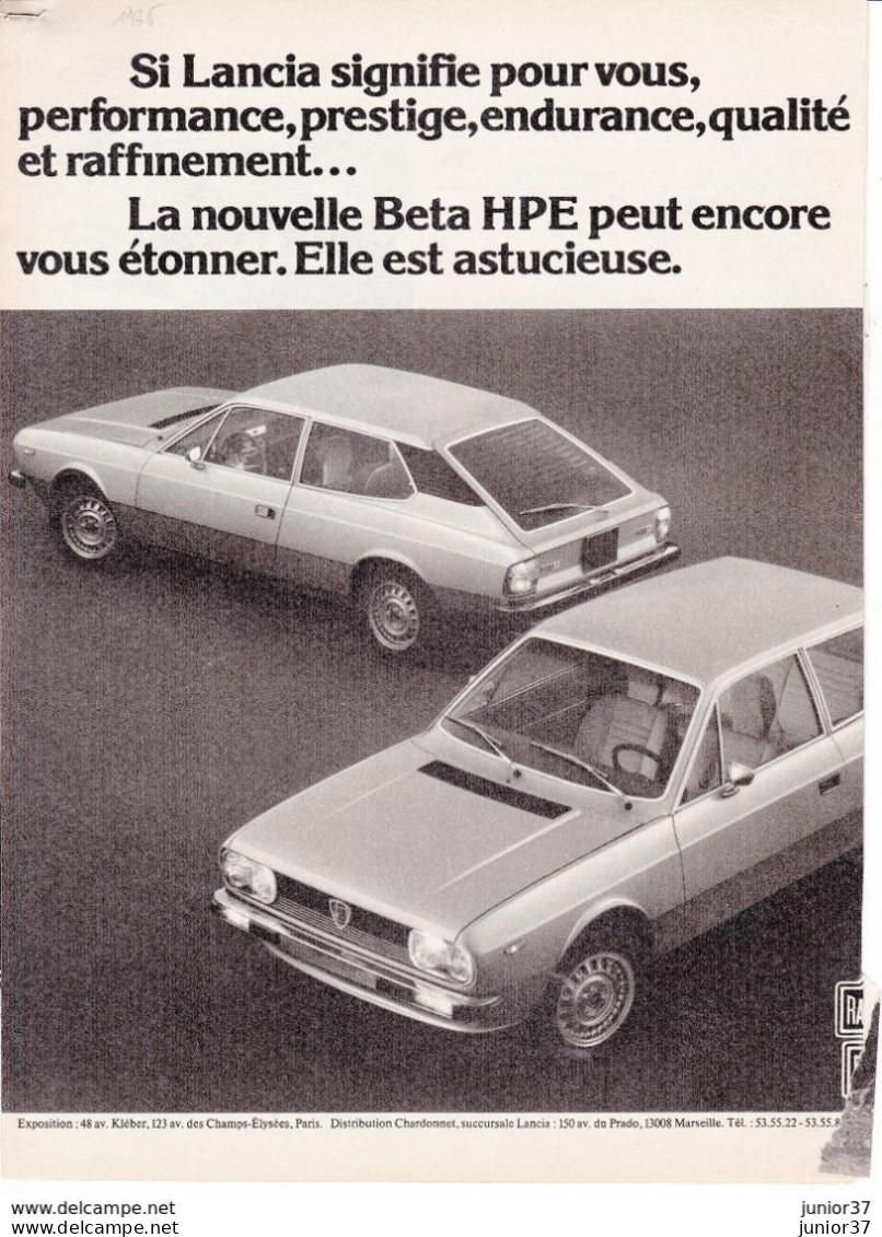 3 Feuillets De Magazine Lancia Beta 1972, HPE 1976, Coupé 1976 - KFZ