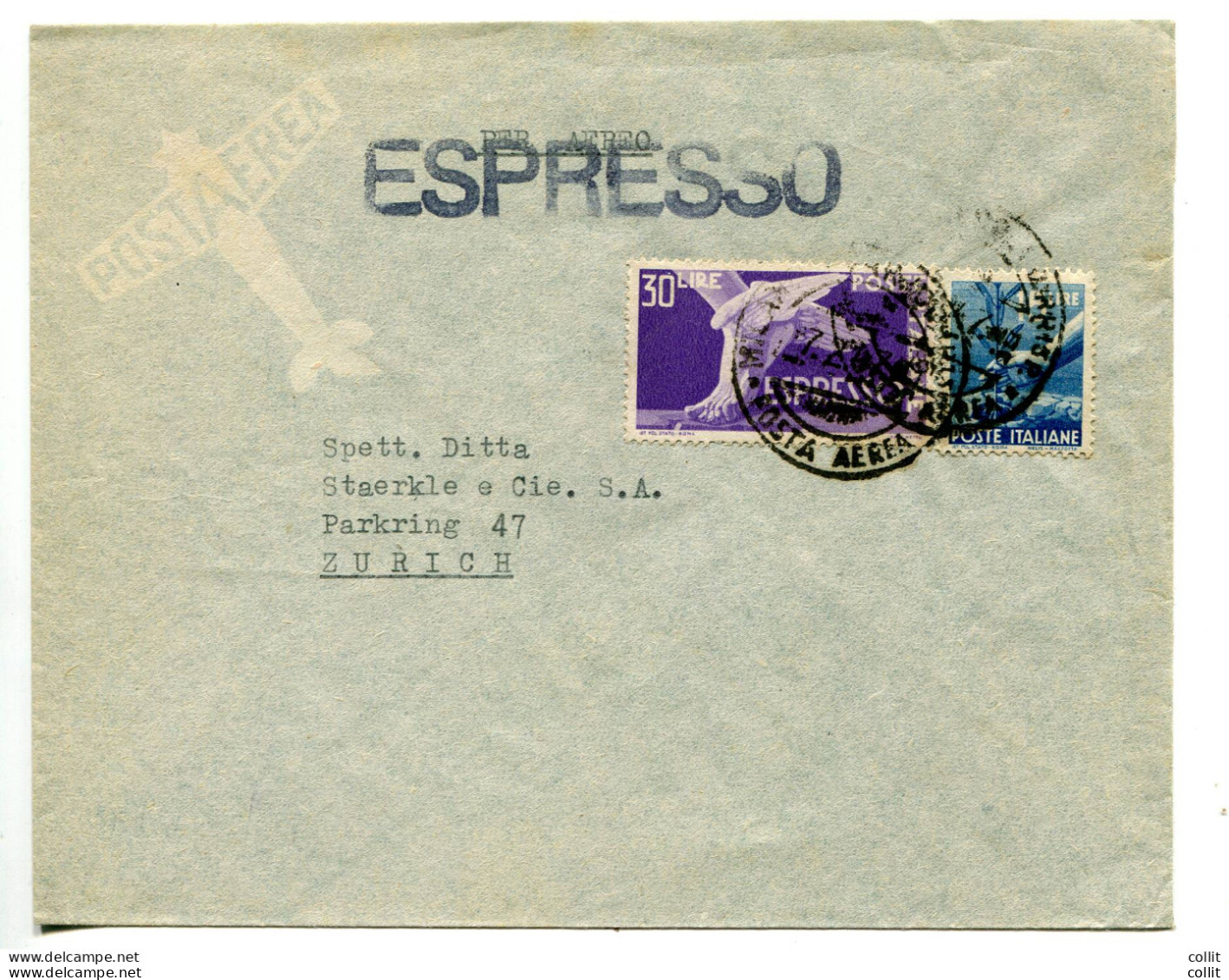 Espresso L. 30 Democratica Per L'estero - Cavallo Alato - 1946-60: Storia Postale