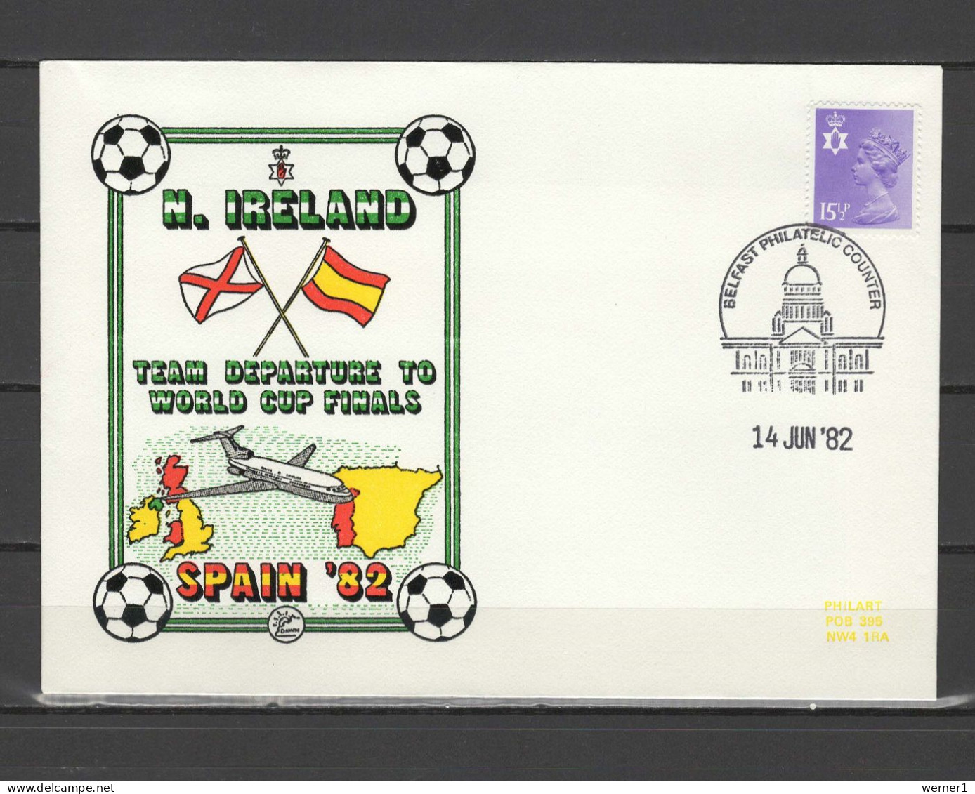 Northern Ireland 1982 Football Soccer World Cup Commemorative Cover, Departure Of Northern Irish Team - 1982 – Spain