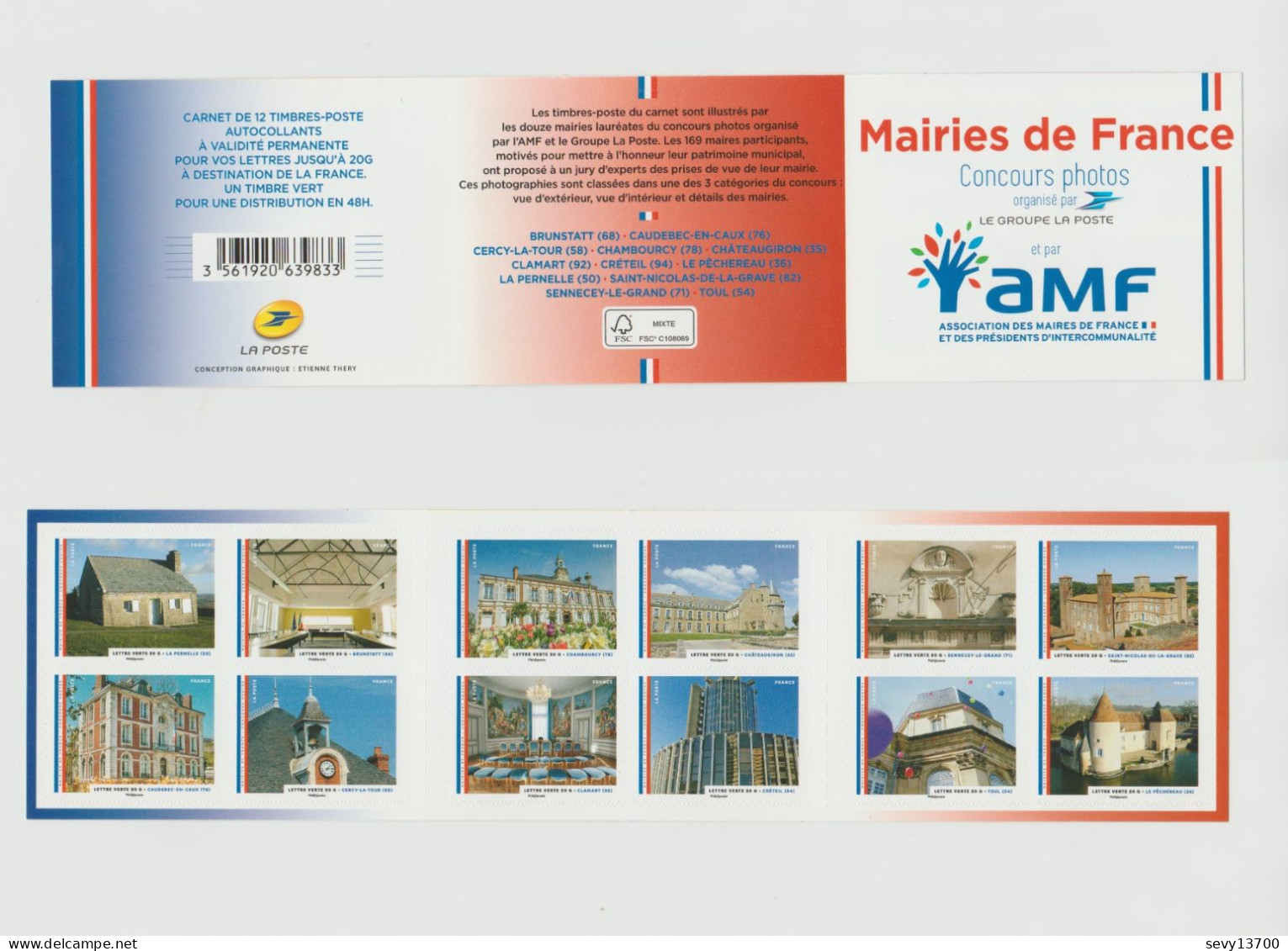 France 2015 Carnet Non Plié 12 Timbres Neuf Yvert Et Tellier N° BC 1202 Mairies De France - Conmemorativos