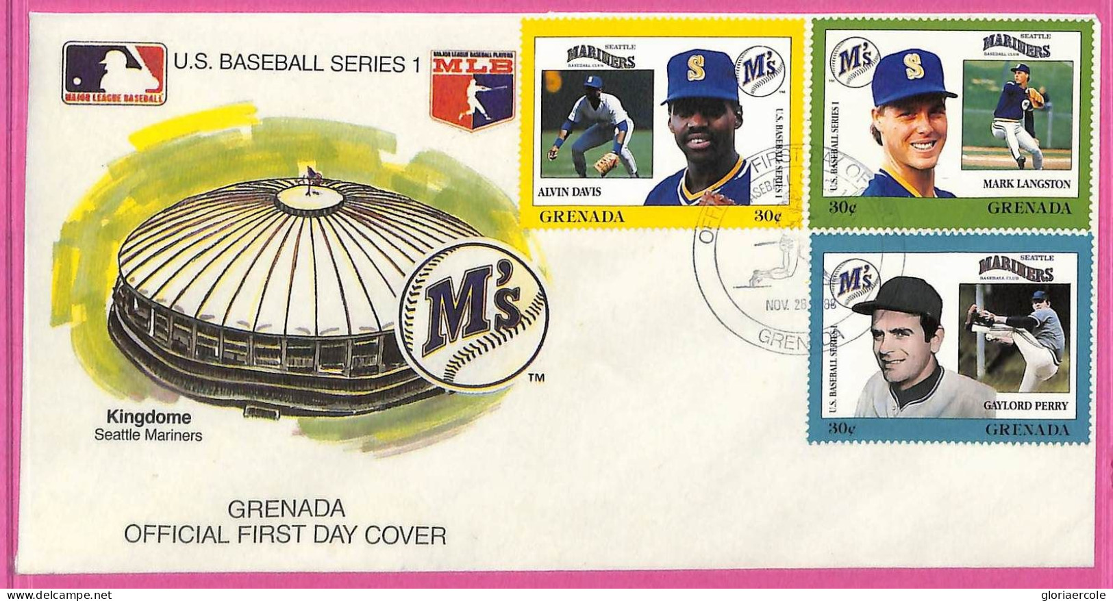 Ag1608 - GRENADA - Postal History - FDC COVER + Stamps On Card - 1988 BASEBALL - Base-Ball