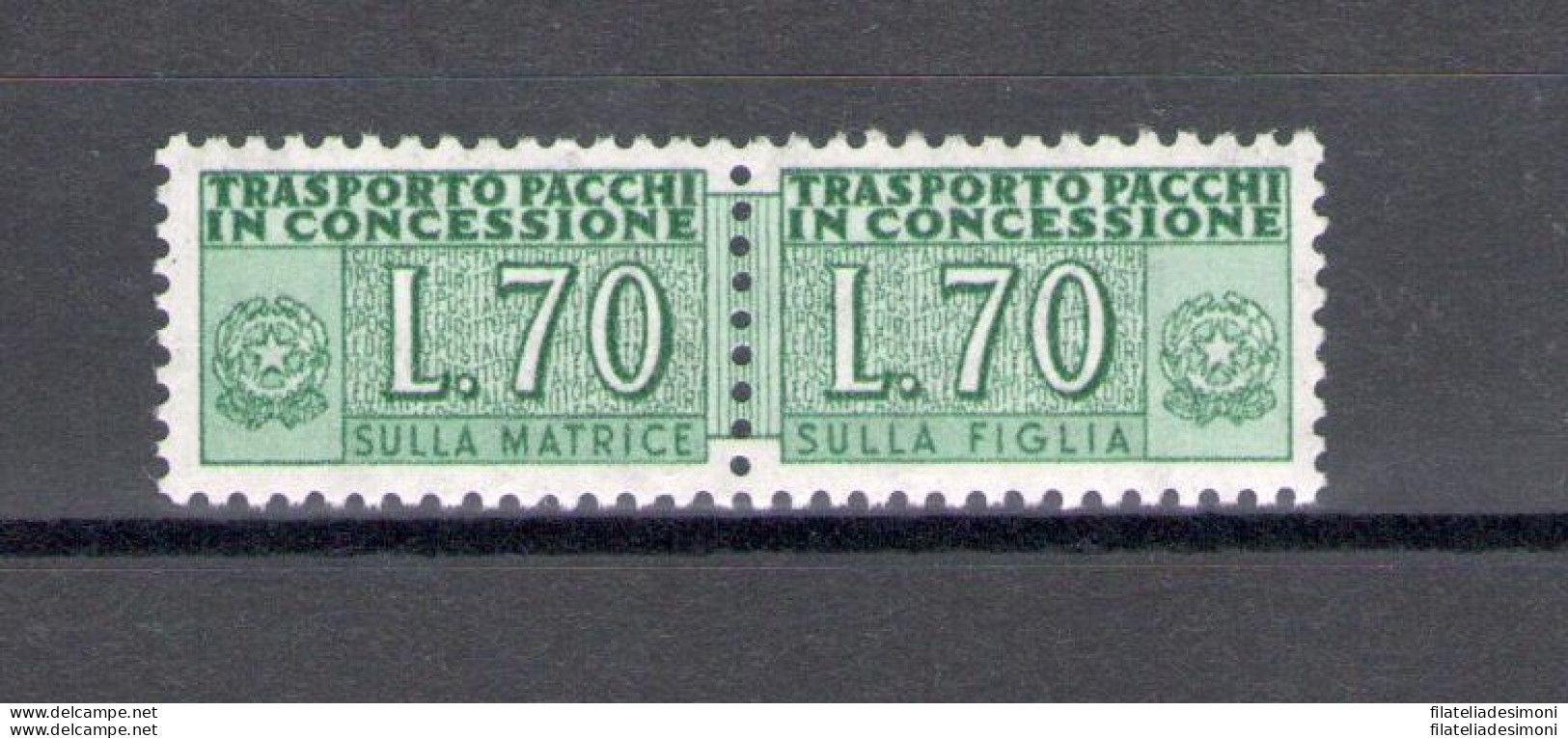 1966 Italia - Repubblica Pacchi Concessione 70 Lire Verde N° 15 - MNH** - Concessiepaketten