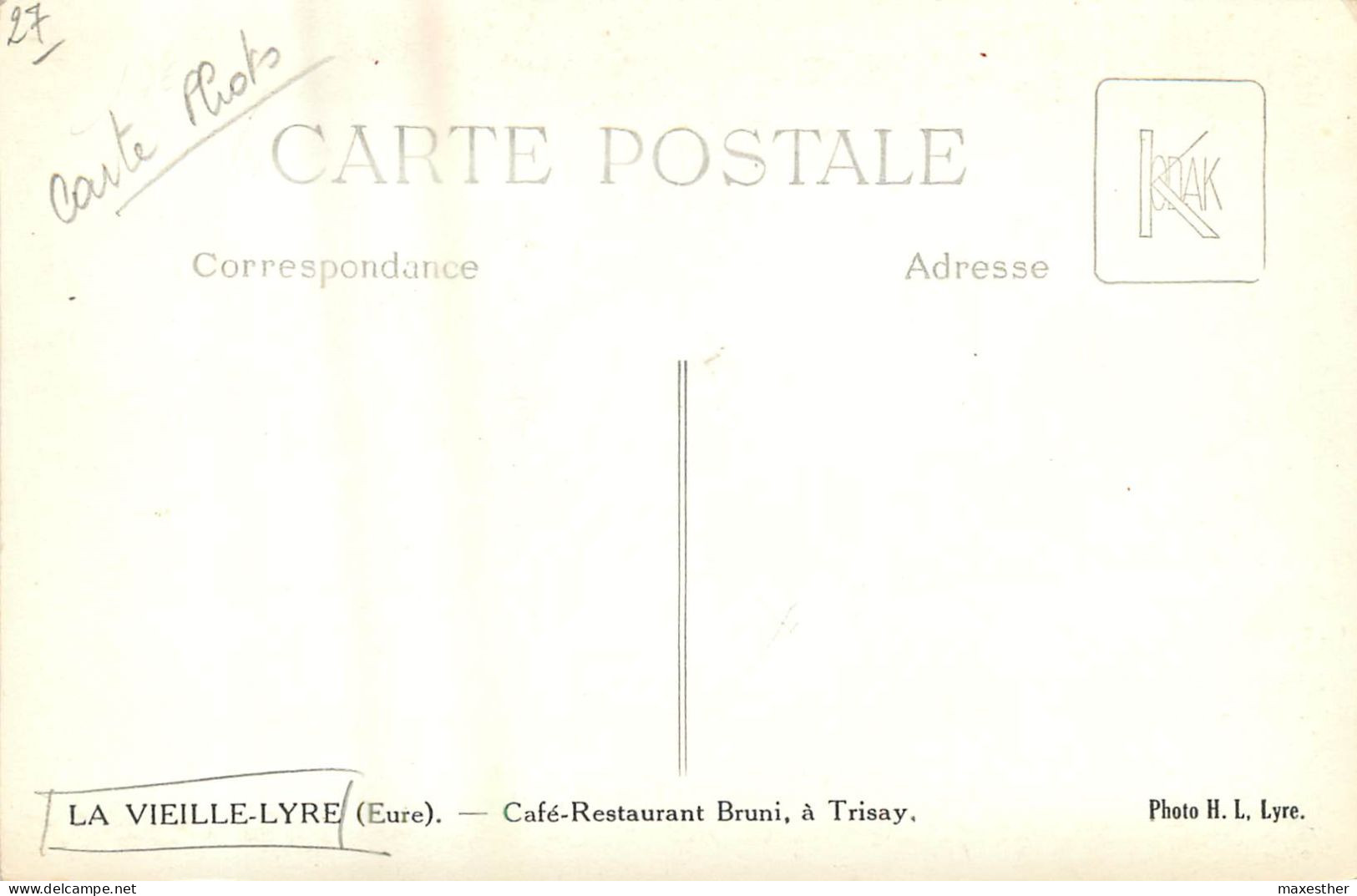 LA VIEILLE LYRE Café Restaurant Bruni à Trisay - CARTE PHOTO - Andere & Zonder Classificatie