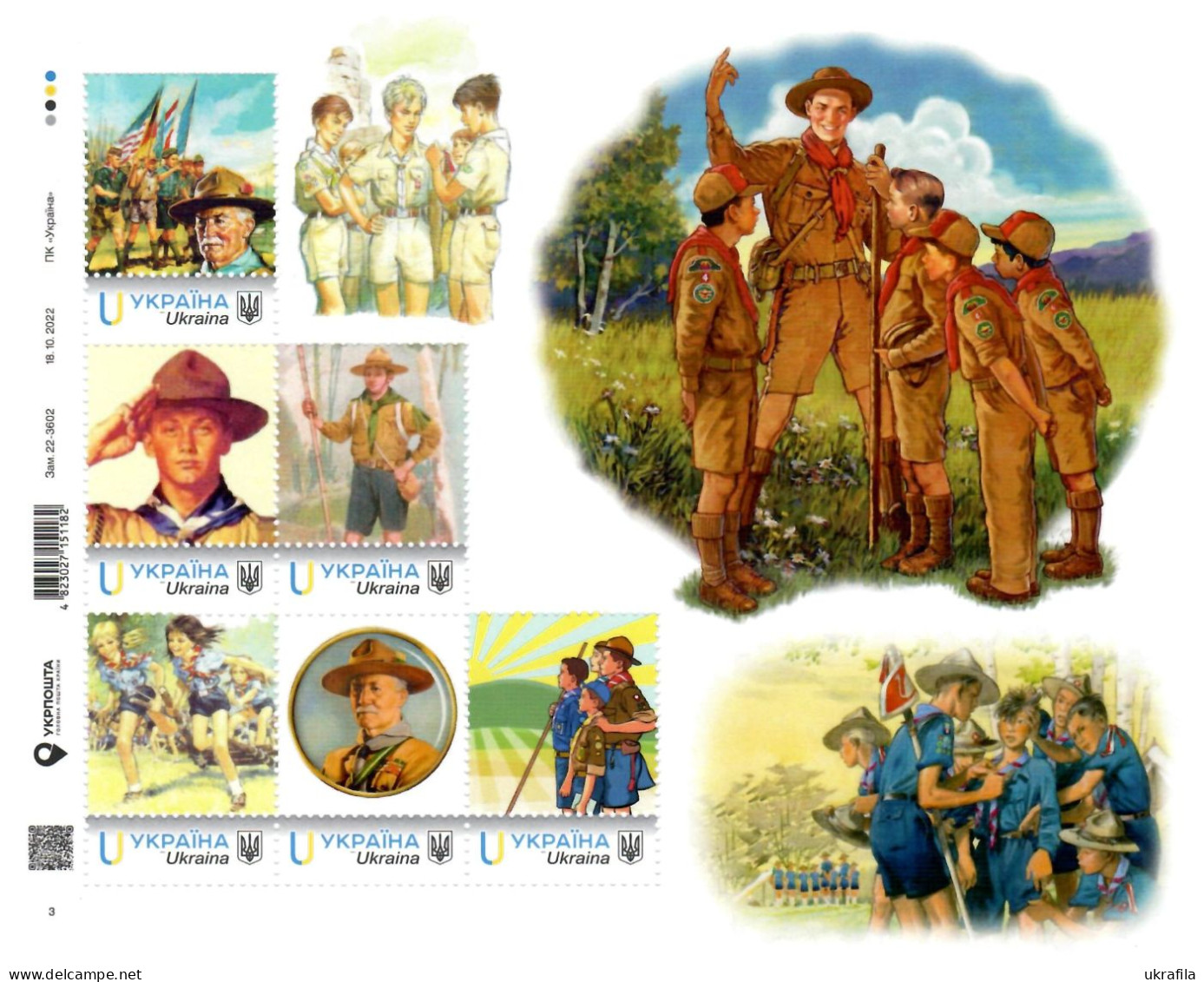 Ukraine 2023, Scouting, Robert Baden-Powell, Sheetlet Of 6v - Ukraine