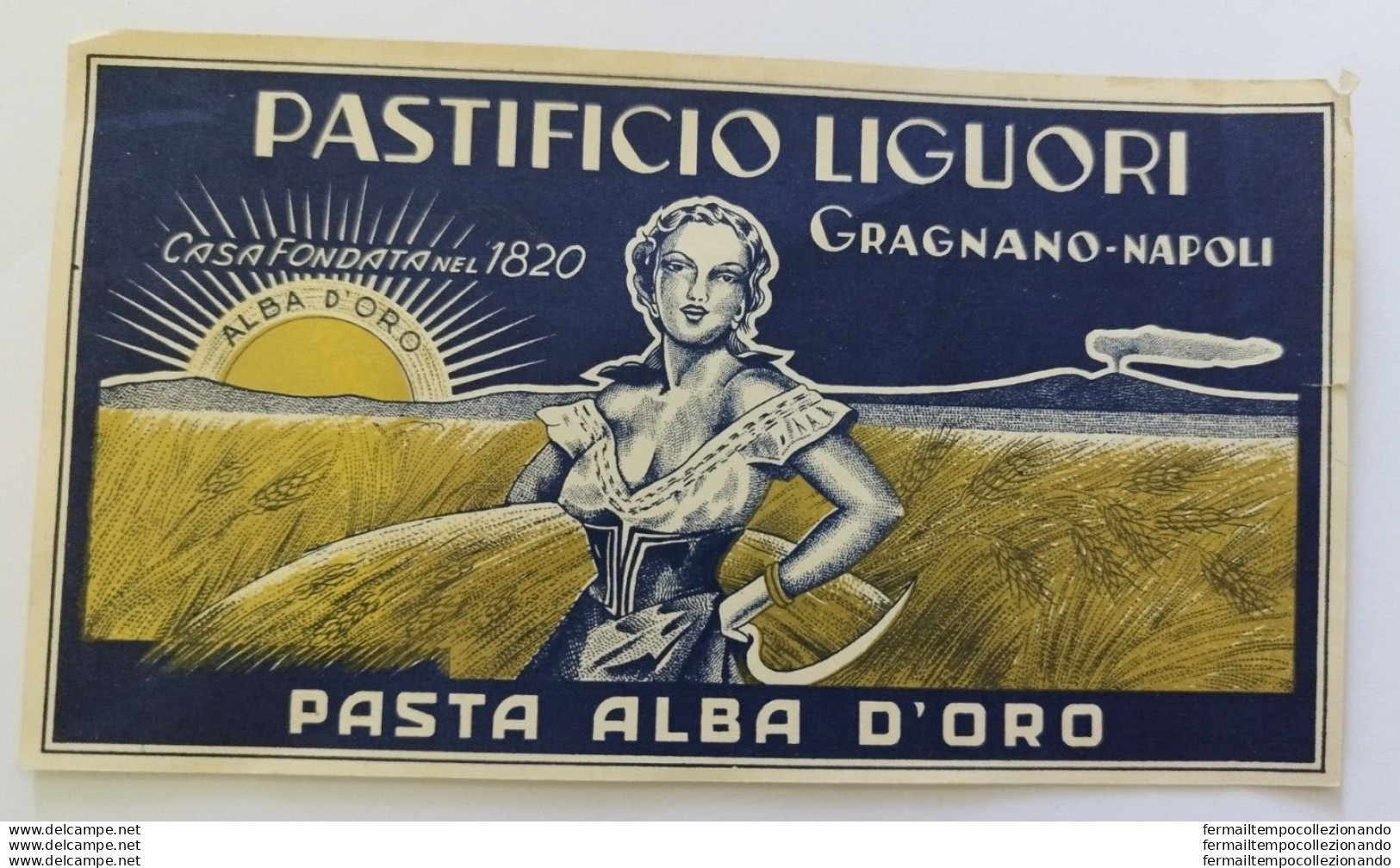 Bn33 Vecchia Etichetta Pastificio Liguori Gragnano Napoli Pasta Alba D'oro - Other & Unclassified